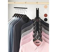 MORALVE Lot de 4 cintres en bois pour économiser de l'espace pour vêtements - Cintres pliables pour économiser de l'espace pour les vêtements - Cintres empilables pour économiser de l'espace