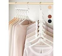 MORALVE Lot de 4 cintres peu encombrants pour placard en hêtre européen avec crochet pivotant à 360° - Cintres pliables pour économiser de l'espace et organiser les placards