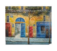 MORANA Peinture à l'huile sur toile peinte à la main - Tableau paysage Paris - Chasse de rue Paris avec bouts - Art décoratif mural, dimensions 50 x 60 cm, fabriqué en Italie