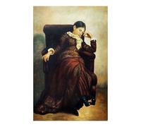 MORANA Tableau huile sur toile 60 x 90 cm - Femme en fauteuil Reproduction d'art Macchiaioli - Hommage à Silvestro Alliage - Peint à la main pour mobilier classique et studio - Made in Italy