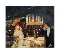 MORANA Tableau peint à la main - Huile sur toile 60 x 50 cm - Hommage à Manet - Scène de vie nocturne - Café Concert - Homme Smoking - Femme Fumant - Décoration Maison Salon - Made in Italy