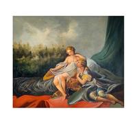 MORANA Tableau peint à la main - Huile sur toile 60 x 50 cm - Scène mythologique classique - Couple en robes jaune et blanc - Made in Italy