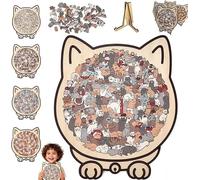 Morand-i Puzzle en Bois en Forme De Chat, 135 Pièces Puzzle en Bois en Forme d'animal Unique avec Cadre en Formes De Chat, Cadeau pour Les Amoureux des Chats, Décoration D'intérieur