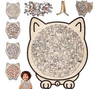 Morand-i Puzzle en Bois en Forme De Chat, 135 Pièces Puzzle en Bois en Forme d'animal Unique avec Cadre en Formes De Chat, Cadeau pour Les Amoureux des Chats, Décoration D'intérieur