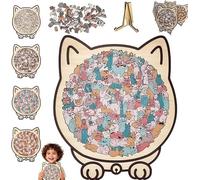 Morand-i Puzzle en Bois en Forme De Chat, 135 Pièces Puzzle en Bois en Forme d'animal Unique avec Cadre en Formes De Chat, Cadeau pour Les Amoureux des Chats, Décoration D'intérieur