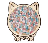 Morandi Lot de 135 casse-têtes en bois en forme de chat coloré en forme de chat - Puzzle en bois en forme d'animal - Puzzle pour amoureux des chats