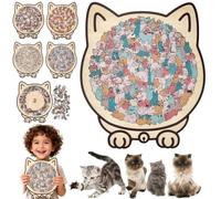 Morandi Puzzle en bois en forme de chat coloré de 135 pièces, puzzle en bois en forme de chat mignon, puzzle irrégulier difficile avec cadre, puzzle en bois en forme d'animal unique pour les amateurs