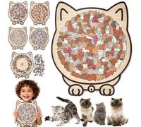 Morandi Puzzle en bois en forme de chat coloré de 135 pièces, puzzle en bois en forme de chat mignon, puzzle irrégulier difficile avec cadre, puzzle en bois en forme d'animal unique pour les amateurs