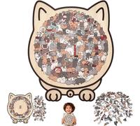 Morandi Puzzle en bois en forme de chat de 135 pièces, puzzle en bois en forme d'animal unique, cadeau créatif pour les amateurs de chats, décoration d'intérieur