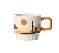 Morandi Tasse à café vintage en céramique 300 ml Style nordique Ins Tasse à tirer Convient pour bureau, maison, restaurant, café, salon de thé, salon - Cactus Sunshine, 301-400 ml