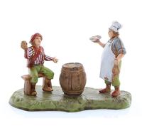 Moranduzzo Berger avec Aubergiste pour Crèche de 6 Cm Échelle 1:32-Figurines de Crèche Indestructibles-Style 700', Peinture Finition à la Main, Produit Officiel, Fabriqué en Italie, Sculpteur M. Landi