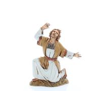 Moranduzzo Berger Émerveillé à Genoux pour Crèche de 10 cm, Hauteur 7 cm - Standard 10 - Figurine Incassable, Style Arabe, Peinte à la Main, Sculpteur M. Landi, Made in Italy