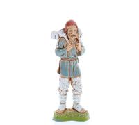 Moranduzzo Bon Berger avec Mouton sur Les Épaules pour Crèche de 10 cm Échelle 1:20 - Hauteur 8,8 cm - Figurine en Résine PVC, Incassable, Style ‘700, Peinte à la Main, Sculpteur M. Landi