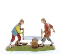 Moranduzzo Bûcherons pour Crèche de 6 cm Échelle 1:32 - Mini 6 - Figurine Incassable, Style '700, Peinte à la Main, Sculpteur M. Landi, Fabriqué en Italie