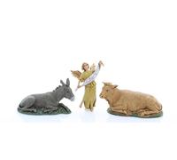 Moranduzzo Bœuf Âne et Ange Gloria pour Crèche de 10 cm - Standard 10 - Échelle 1:20 - Figurines Incassables, Finition Manuelle, Sculpteur M. Landi, Made in Italy