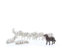 Moranduzzo Chèvre, Chien et 6 Moutons pour Crèche de 10 cm - Standard 10 - Échelle 1:20 - Santons Indestructibles, Peinture Finition à la Main, Produit Officiel, Made in Italy, Sculpteur M. Landi