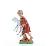 Moranduzzo Enfant avec Mouton pour Crèche de 10 Cm Échelle 1:20-Figurines de Crèche Indestructibles-Style 700',Peinture Finition à la Main,Produit Officiel,Fabriqué en Italie,Sculpteur M. Landi
