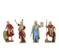 Moranduzzo Ensemble 4 Figurines Crèche 8 cm : Roi Hérode et Soldats Romains, Échelle 1:22 - Standard 8 - Figurines Incassables, Peintes à la Main, Made in Italy, Sculpteur M. Landi