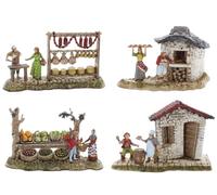 Moranduzzo Ensemble 4 Santons Napolitains pour Crèche de 6 cm Échelle 1:32 - Mini 6 - Figurines Incassables, Style '700, Peintes à la Main, Sculpteur M. Landi, Fabriqué en Italie