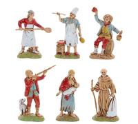 Moranduzzo Ensemble 6 Bergers Napolitains pour Crèche de 6 cm Échelle 1:32 - Mini 6 - Figurine Incassable, Style '700, Peinte à la Main, Sculpteur M. Landi, Fabriqué en Italie