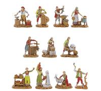 Moranduzzo Ensemble de 11 Métiers Adapté pour Crèche de 3,5 cm Échelle 1:50 - Micro 3,5 - Figurines Indestructibles, Style XVIIIe, Finition à la Main, Sculpteur M. Landi, Fabriqué en Italie