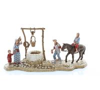 Moranduzzo Famille au Puits Adaptée pour Crèche de 6 cm Échelle 1:32 - Mini 6 - Figurines Indestructibles, Style XVIIIe, Finition à la Main, Sculpteur M. Landi, Fabriqué en Italie