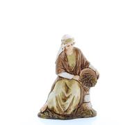 Moranduzzo Femme Assise sur Muret h 7,7 cm pour Crèche de 10 Cm Échelle 1:20 - Standard 10 - Figurine Incassable, Style Arabe, Peinte à la Main, Sculpteur M. Landi, Made in Italy