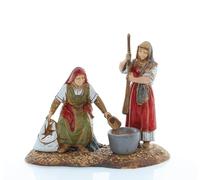 Moranduzzo Femmes au Pilon pour Crèche de 10 cm - Standard 10 - Échelle 1:20 - Figurines Incassables, Finition Manuelle, Sculpteur M. Landi, Made in Italy