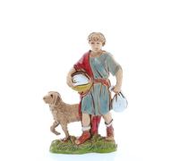 Moranduzzo Homme avec Chien pour Crèche de 10 Cm Échelle 1:20 - Figurines de Crèche Indestructibles - Style 700', Peinture Finition à la Main, Produit Officiel, Fabriqué en Italie, Sculpteur M. Landi
