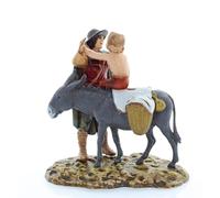 Moranduzzo Homme avec Enfant sur Âne pour Crèche de 10 Cm Échelle 1:20-Figurines de Crèche Indestructibles-Style 700',Peinture Finition à la Main,Produit Officiel,Fabriqué en Italie,Sculpteur M. Landi