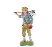 Moranduzzo Jeune Homme avec Baluchon pour Crèche de 10 cm Échelle 1:20 - Hauteur 9,1 cm - Figurine en Résine PVC, Incassable, Style ‘700, Peinte à la Main, Sculpteur M. Landi