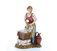 Moranduzzo Lavandière pour Crèche de 12 Cm Échelle 1:15 - Figurines de Crèche Indestructibles - Style 700', Peinture Finition à la Main, Produit Officiel, Fabriqué en Italie, Sculpteur M. Landi