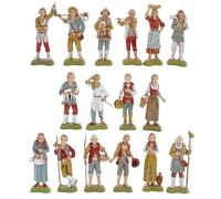 Moranduzzo Lot de 16 Bergers pour Crèche de 10 cm Échelle 1:20 - Figurines Incassables, Style ‘700, Peintes à la Main, Produit Officiel, Made in Italy, Sculpteur M. Landi