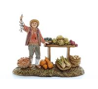 Moranduzzo Marchand de Fruits pour Crèche de 10 Cm Échelle 1:20-Figurines de Crèche Indestructibles-Style 700', Peinture Finition à la Main, Produit Officiel, Fabriqué en Italie, Sculpteur M. Landi