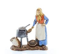 Moranduzzo Marchande de Châtaignes pour Crèche de 8 cm - Compact 8 - Échelle 1:22 - Statuette Indestructible, Peinte à la Main, Style XVIIIe, Made in Italy, Sculpteur M. Landi