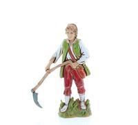 Moranduzzo Moissonneur 10 cm, Hauteur 9,1 cm - Standard 10 - Échelle 1:20 - Figurine Incassable, Style XVIIIe Siècle, Peinte à la Main, Sculpteur M. Landi, Made in Italy
