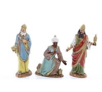 Moranduzzo Rois Mages 3 Pièces pour Crèche de 10 cm - Standard 10 - Échelle 1:20 - Figurines Incassables, Finition Manuelle, Sculpteur M. Landi, Made in Italy