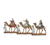 Moranduzzo Rois Mages sur Chameau Adaptés à Crèche de 3,5 cm Échelle 1:16 - Micro 3,5 - Figurine Incassable, Style XVIIIe, Peinte à la Main, Sculpteur M. Landi, Fabriqué en Italie