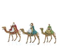 Moranduzzo Set de 3 Rois Mages sur Chameau pour Crèche de 8 cm - Compact 8 - Échelle 1:22 - Statuettes Indestructibles, Peintes à la Main, Sculpteur M. Landi, Made in Italy