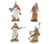 Moranduzzo Set de 4 Bergers Napolitains H Moyen 9 cm pour Crèche Échelle 1:20 - Limited 9 - Figurines Incassables, Style '700, Peintes à la Main, Sculpteur M. Landi
