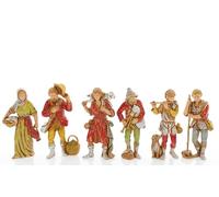 Moranduzzo Set de 6 Bergers pour Crèche de 8 cm - Compact 8 - Échelle 1:22 - Statuettes Indestructibles, Peintes à la Main, Made in Italy, Sculpteur M. Landi
