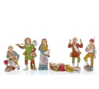 Moranduzzo Set de 6 Bergers pour Crèche de 8 cm - Compact 8 - Échelle 1:22 - Statuettes Indestructibles, Peintes à la Main, Style XVIIIe, Made in Italy, Sculpteur M. Landi