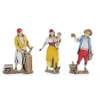 Moranduzzo Tris Bergers Napolitains pour Crèche de 8 Cm Échelle 1:22-Figurines de Crèche Indestructibles-Style 700',Peinture Finition à la Main,Produit Officiel,Fabriqué en Italie,Sculpteur M. Landi