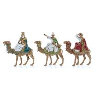 Moranduzzo Trio de Rois Mages sur Chameau pour Crèche de 6 cm Échelle 1:32 - Mini 6 - Figurine Incassable, Style '700, Peinte à la Main, Sculpteur M. Landi, Fabriqué en Italie