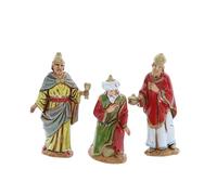 Moranduzzo Trio Rois Mages pour Crèche 6,5 cm Échelle 1:30 - Standard 6,5 - Santons Incassables Peints à la Main, Sculpteur M. Landi, Fabriqué en Italie