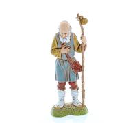 Moranduzzo Vieil Homme avec Bâton pour Crèche de 10 Cm Échelle 1:20-Figurines de Crèche Indestructibles-Style 700',Peinture Finition à la Main,Produit Officiel,Fabriqué en Italie,Sculpteur M. Landi