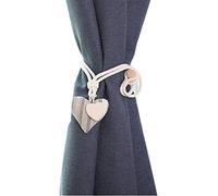 Moraphee Embrasses de Rideau en 2Pcs avec Rideaux de Rideaux de fenêtre de Boucle magnétique pour la Chambre d'enfants Pur Coton, Longueur 55cm-Coffee Heart