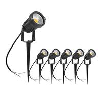 MORATER Lot de 6 Spot LED COB 5W 220V Spots Jardin Orientables avec Piquet Luminaires Extérieur Jardin Terrasse (Blanc Chaud, 6)