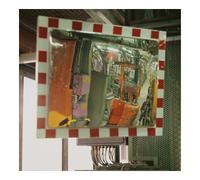 MORAVIA Moravia Miroir de circulation en acier inoxydable 400 × 600 mm cadre rouge/blanc + collier 76 mm Quantité:1