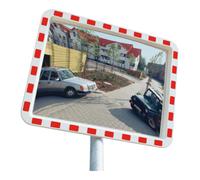 MORAVIA Moravia Miroir de circulation en acrylique 400 × 600 mm cadre rouge/blanc + collier 76 mm Quantité:1